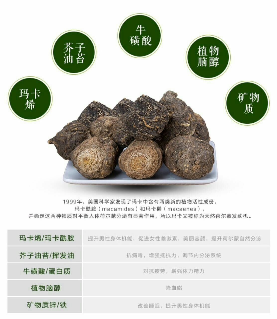 传统滋补营养品>>其他传统滋补品>>传统滋补品其他 商品简介 玛卡的