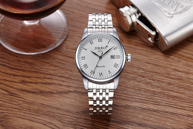 男大牌新款时尚腕表双宝钢带手表日历防水男女士s-a012钢带