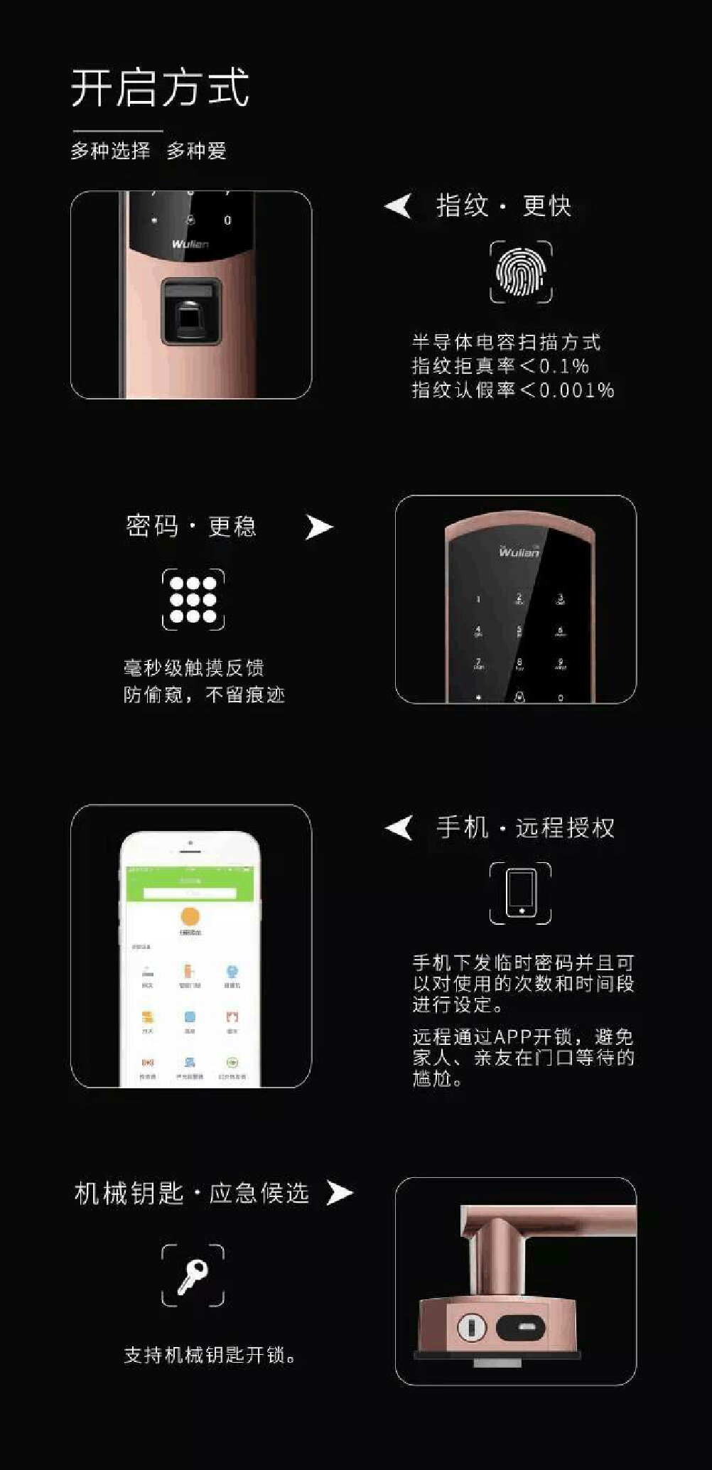 wulian洞庭湖网络锁 智能锁 红古铜色