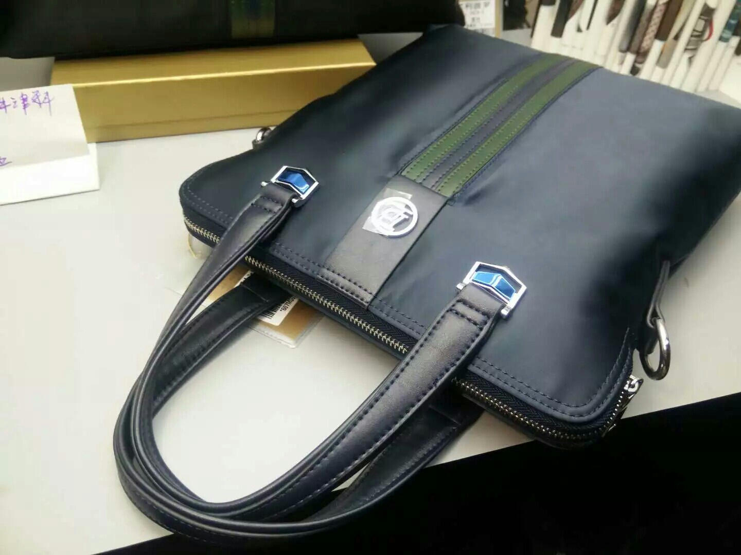 宾利波罗1619男包男士手提包横款单肩斜挎包商务休闲公文包电脑包皮包